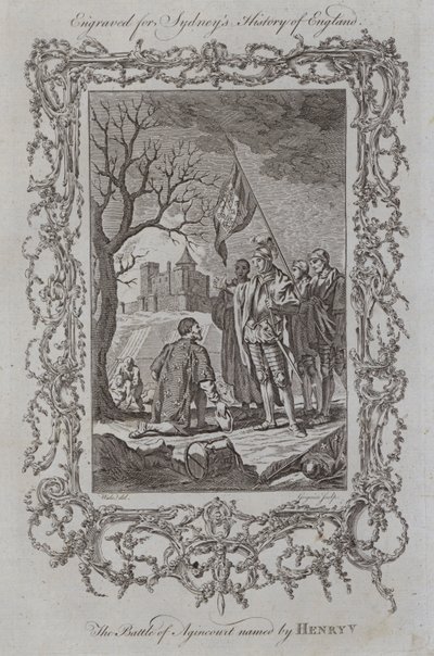 Slaget ved Agincourt navngivet af Henry V (gravering) af Samuel (after) Wale