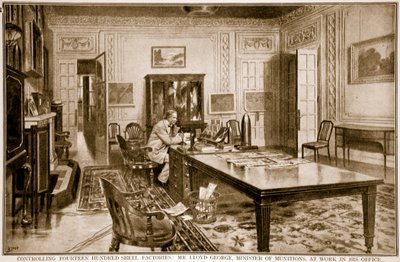 Kontrollerer fjorten hundrede shell-fabrikker: Mr. Lloyd George, minister for ammunition, på arbejde, 1914-19 af Samuel Begg