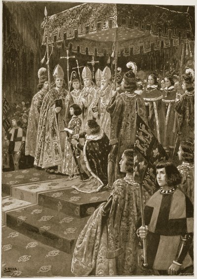 Præsentationen af sporerne og sværdet ved kroningen af Henrik VI på St. Leonard