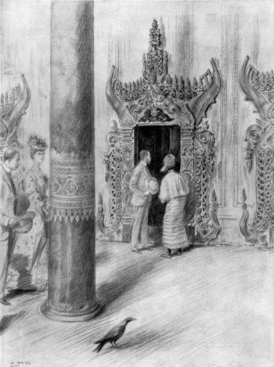 Prinsen og prinsessen af Wales i King Theebaws-paladset, Mandalay, Burma, 1906 af Samuel Begg