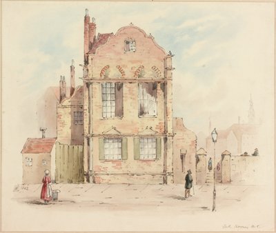 Forth House, Newcastle upon Tyne, 1843 (blyant og wc på papir) af Samuel Bilston