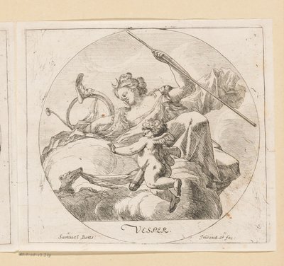 Vesper (aften) Vesper (titel på objekt) Fire gange på dagen (serietitel) Forskellige designs (serietitel) Opera Varia Historica, Poetica & Iconologica (serietitel) af Samuel Bottschild
