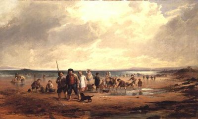Børn, der leger på en strand af Samuel Bough