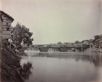 Bridge of Shops, Srinagar, Kashmir af Samuel Bourne