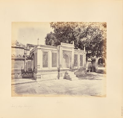 Delhi; Mirza Jehangirs grav. Dette er et stykke smukt marmorarbejde af Samuel Bourne