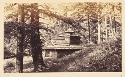 Simla; Tempel nær vandfald af Samuel Bourne