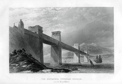 Britannia Tubular Bridge over Menai Straits, Wales, 1886 af Samuel Bradshaw