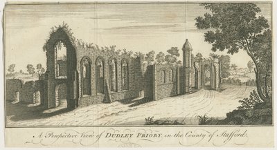 Dudley Priory: gravering af Samuel Buck