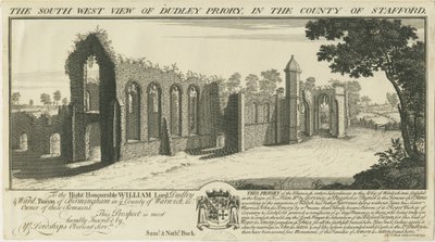 Dudley Priory: gravering af Samuel Buck