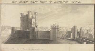 Den sydøstlige udsigt over Rochester Castle af Samuel Buck