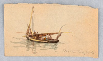 Både ved Étretat af Samuel Colman