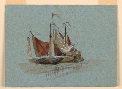 Tegning, skitser. Fiskernes sejlbåde, 1872 af Samuel Colman