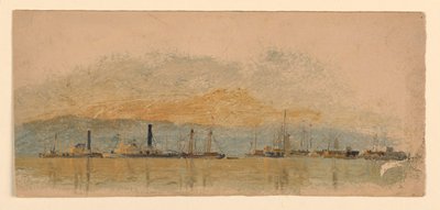 Tegning, skitser. Skibe, ca. 1860 af Samuel Colman