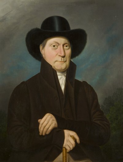 Portræt af en mand i en bæverhat af Samuel Colman