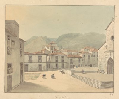 Funchal, Madeira: En plads med en kirke af Samuel Davis