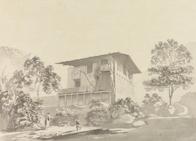 I landsbyen nær Tassisudon [Tashicho Dzong] af Samuel Davis