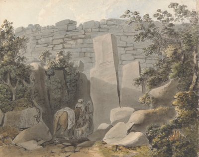 Indfødt og Rytter ved en Ruin af Samuel Davis