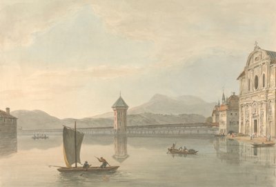 Udsigt ved Luzern: Jesuitthøjskolen af Samuel Davis