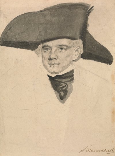 Portrætstudie af en søofficer af Samuel Drummond