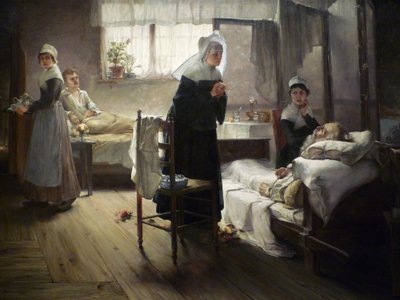 Evangeline opdager sin forlovede på hospitalet af Samuel G. Richards