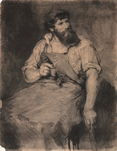 Smedje, studie til "Das Gericht", ca. 1883 (trækul) af Samuel H. Crone