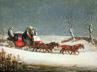 The Royal Mail in Deep Snow (olie på panel) af Samuel Henry Alken
