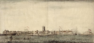 South-east View of Kingston upon Hull (pen, blæk og lavering på papir) af Samuel Heywood