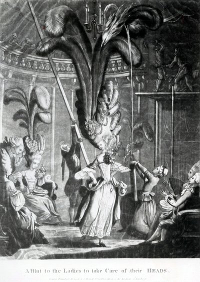 Et tip til damerne om at tage sig af deres hoveder, udgivet af Sayer und Bennett (1774-1786), 1776 (mezzotint) af Samuel Hieronymous Grimm