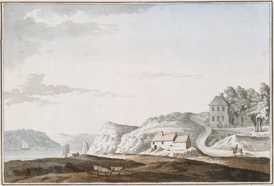 Aust Passage, Gloucestershire (akvarel og bodycolour på papir) af Samuel Hieronymous Grimm