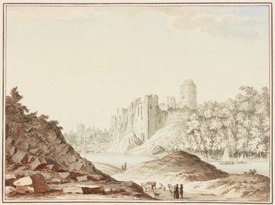 Pembroke Castle (wc på vævet papir) af Samuel Hieronymous Grimm