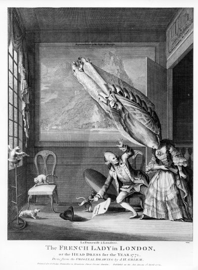 The French Lady in London eller The Head Dress of the Year 1771, trykt for S. Sledge, 1771 af Samuel Hieronymous Grimm