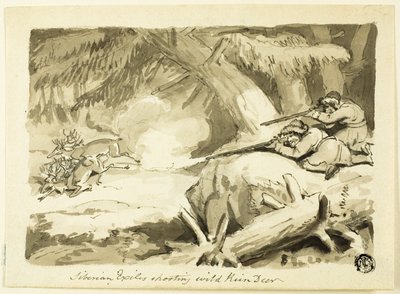 Sibiriske eksil skyder vilde rensdyr (recto); Skal (omvendt) af Samuel Howett