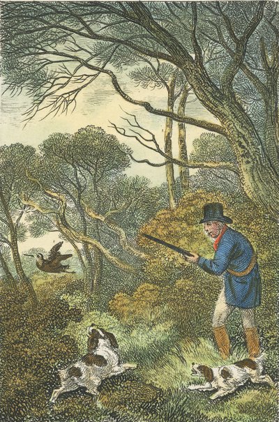 Woodcock Shooting, 1819 (håndfarvet gravering) af Samuel Howitt