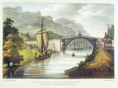 Jernbro over Severn ved Ironbridge, Coalbrookdale, England, bygget 1779 1795 af Samuel Ireland