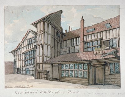 Sir Richard Whittingtons hus, Milton Street, City of London, 1800 af Samuel Ireland
