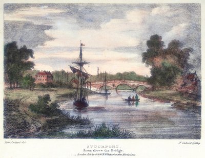 Stourport-on-Severn, Worcestershire, fra over broen, c1795. af Samuel Ireland