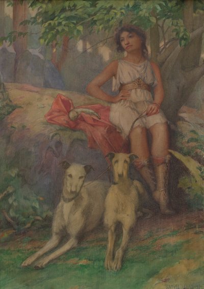 Figur med to hunde af Samuel Isham
