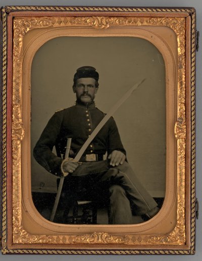 Uden titel portræt af en siddende soldat med sabel, 1862. af Samuel J. Miller