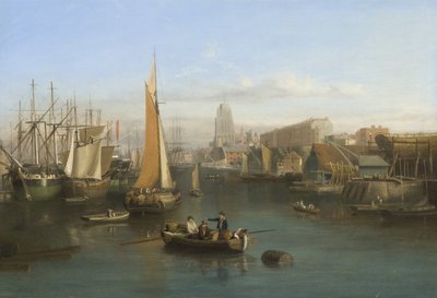 St Mary Redcliffe og Redcliffe Parade fra Prince Street Bridge, ca. 1826 (olie på lærred) af Samuel Jackson