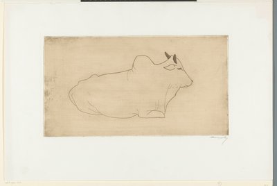 Liggende zebu af Samuel Jessurun de Mesquita (signed by artist)