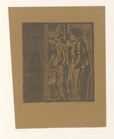 To mænd på skikkelse med lukkede øjne af Samuel Jessurun de Mesquita (signed by artist)