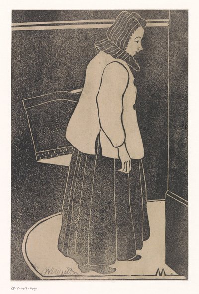 Kvinde med æske eller kurv af Samuel Jessurun de Mesquita (signed by artist)