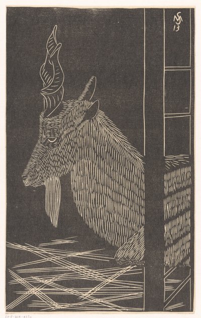 Markhor-ged (siddende hjorte i et bur) af Samuel Jessurun de Mesquita