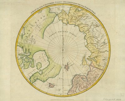 Et kort over landene Thirty Degrees round the North Pole, from 