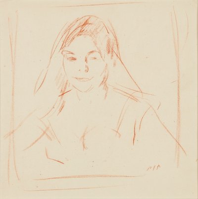 Pige med slør (sangvinsk) af Samuel John Peploe