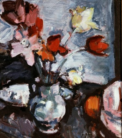 Stilleben med tulipaner. Maleri af Samuel John Peploe (1871-1935) Privat samling. af Samuel John Peploe