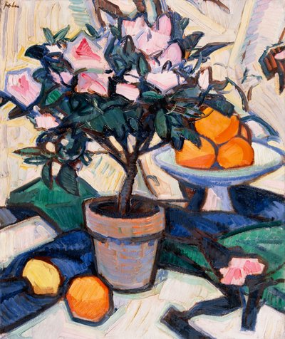 Pink Azalea og appelsiner, ca. 1913 af Samuel John Peploe