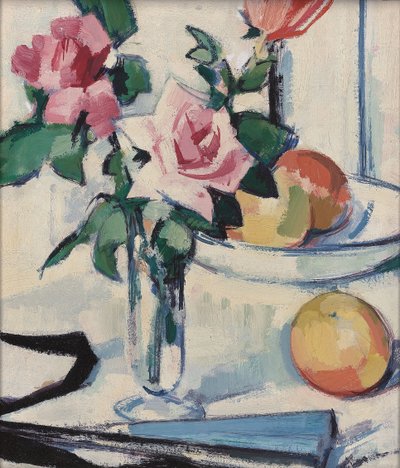 Stilleben med lyserøde roser, af Samuel John Peploe