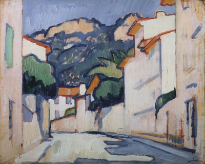 Gadebillede, Cassis, ca. 1913 (olie på panel) af Samuel John Peploe