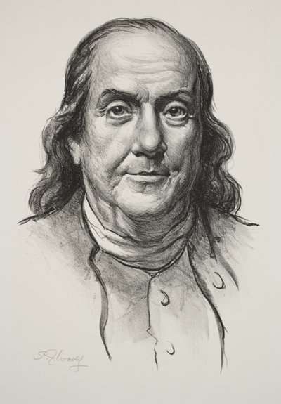 Benjamin Franklin (litho) af Samuel Johnson Woolf